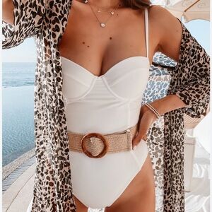 Pink Lily x CM Covington One-Piece Swimsuit with Belt